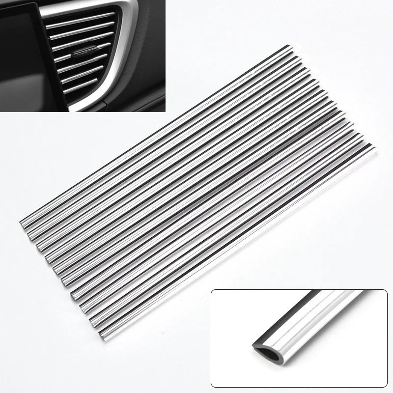 10pc Car Air Vent Trim Strips U-Shaped Interior Decorative Molding - 12