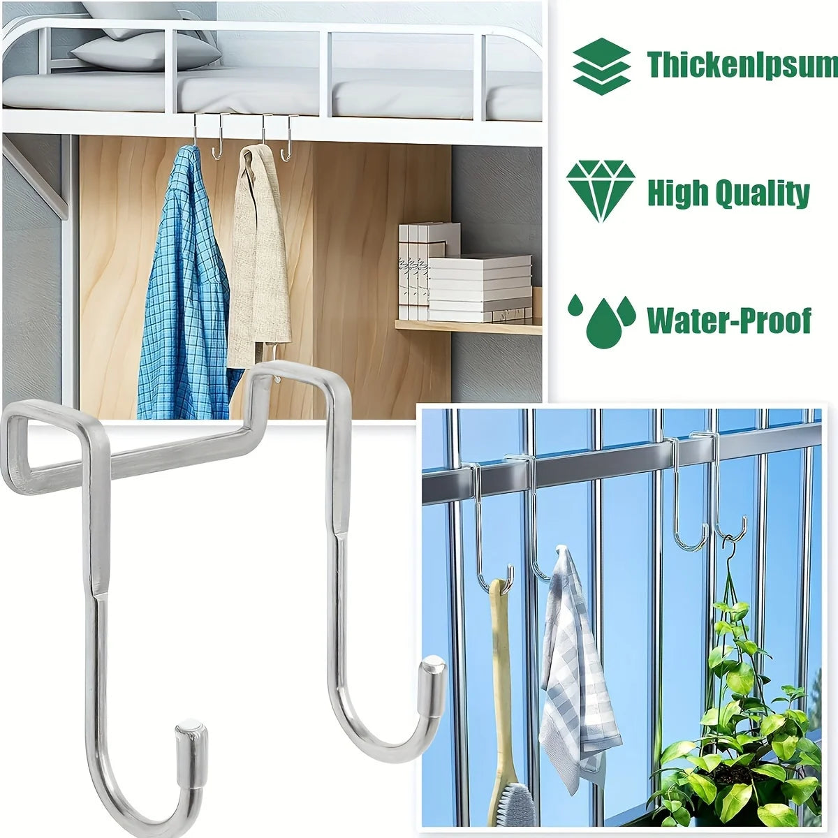 Stainless Steel Over Door Hook Double Hanger for Kitchen and Bathroom - 3