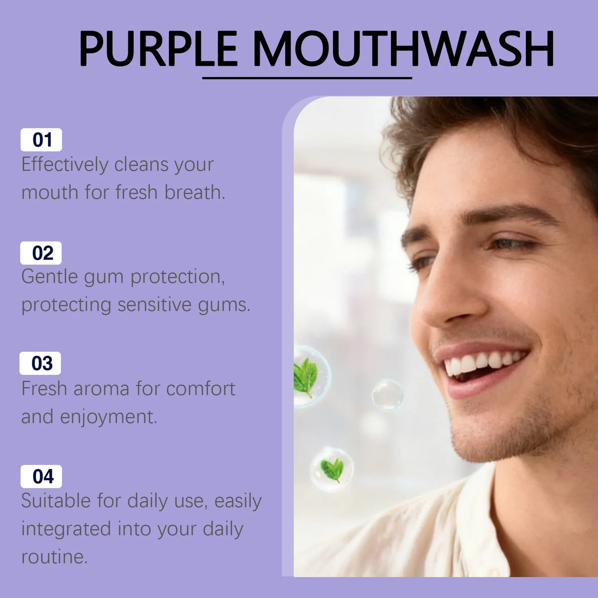 Purple Mouthwash Refreshing Breath Bad Breath Rinse Oral Care