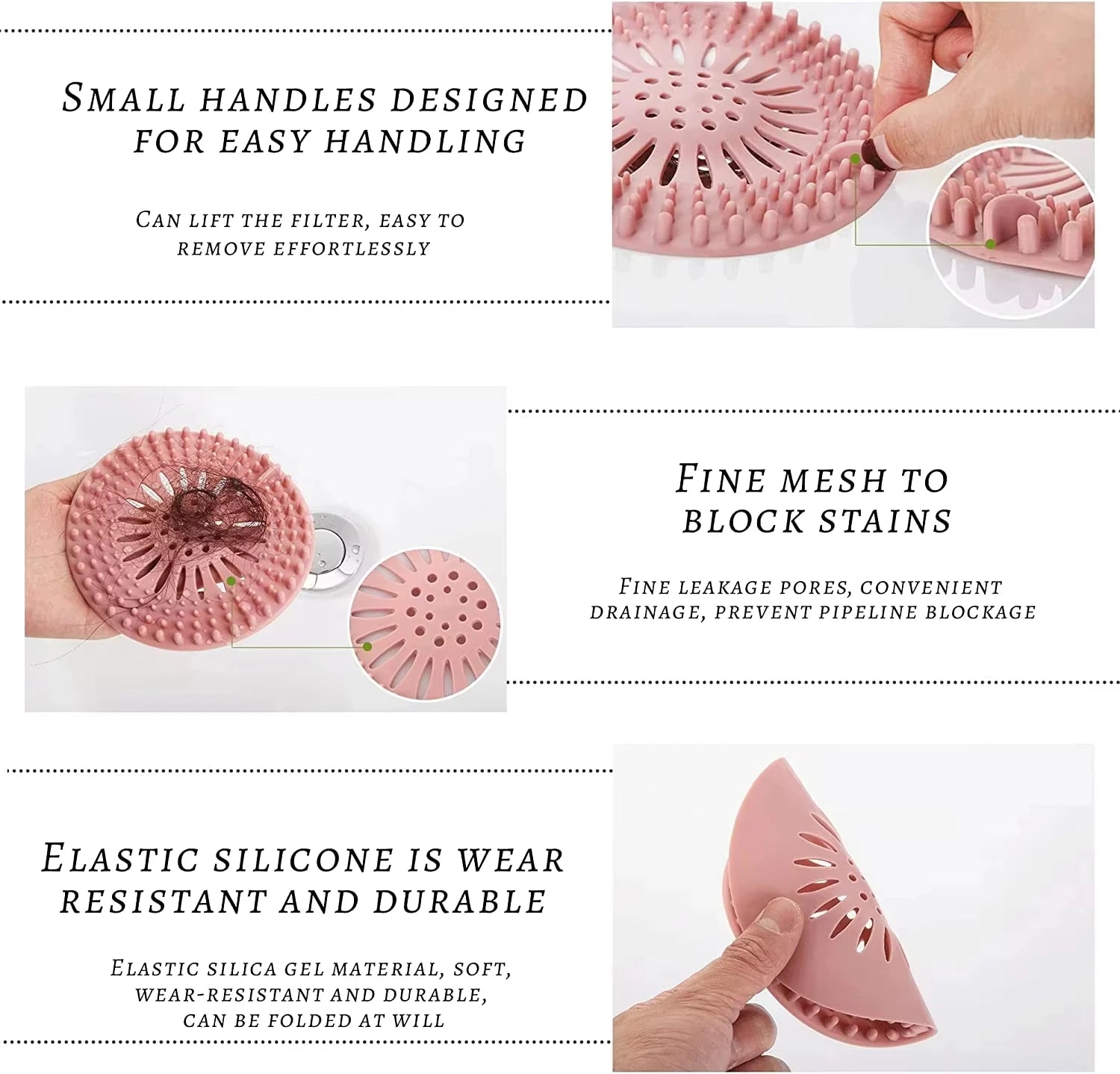 Silicone Sink Strainer Hair Catcher Drain Protector for Shower Bathtub - 5