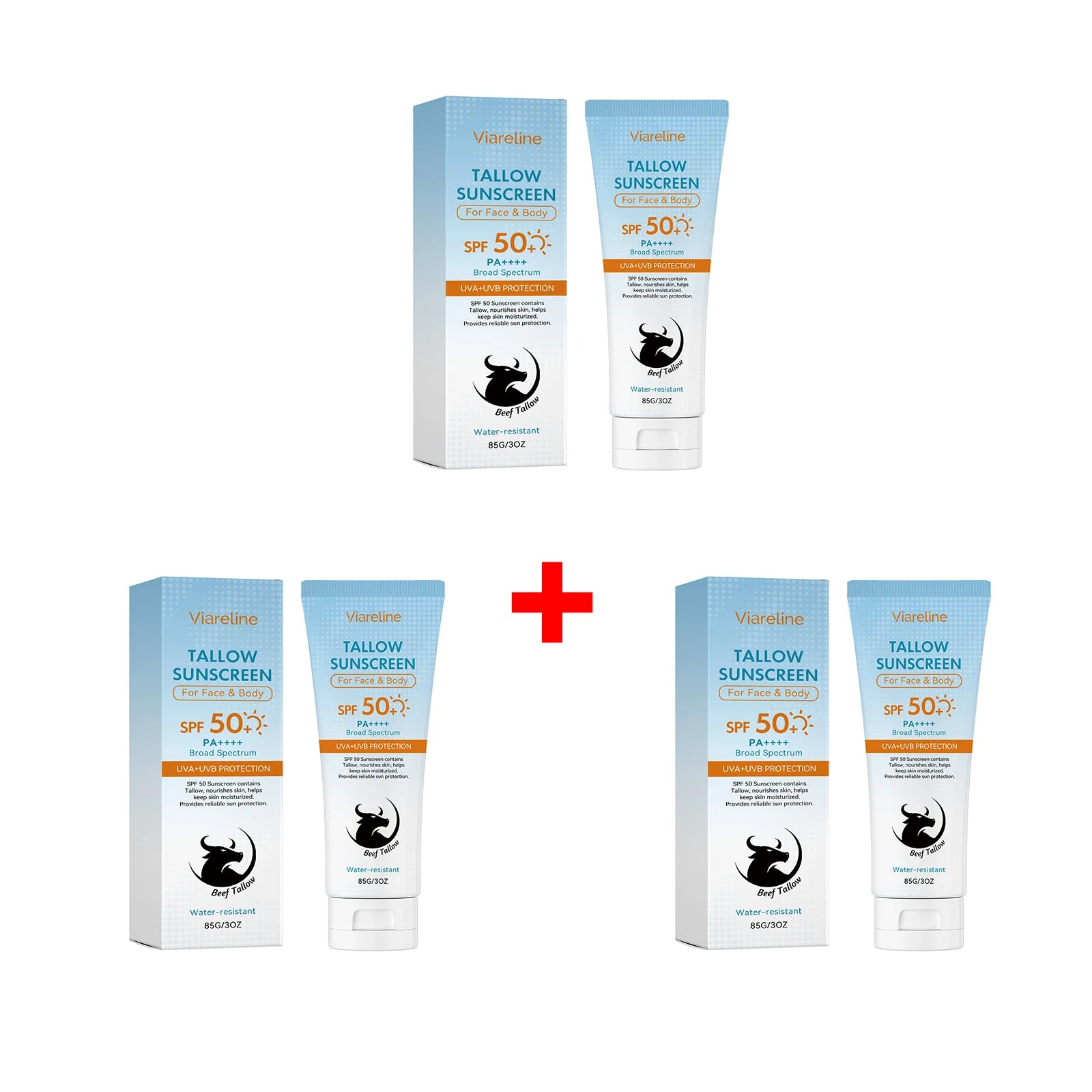 SPF 50 Tallow Sunscreen Face and Body Hydrating Barrier Repair Cream - 15