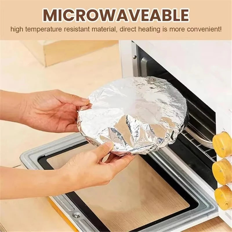 Reusable Aluminum Foil Bowl Covers Food Storage Wraps for Oven Picnic - 3