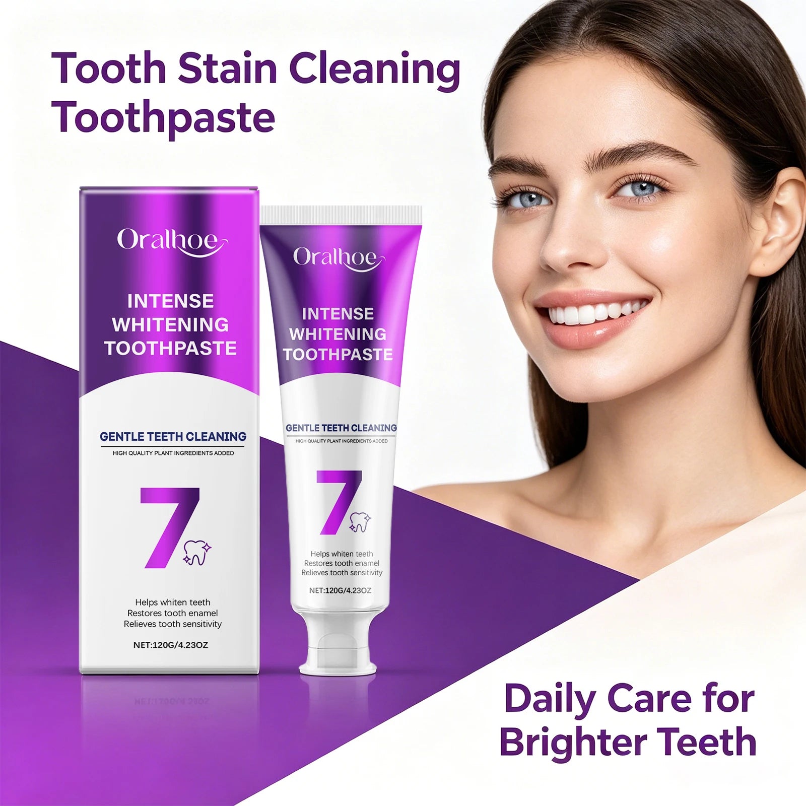 Oralhoe Whitening Toothpaste Stain Removal Plaque Enamel Repair - 4