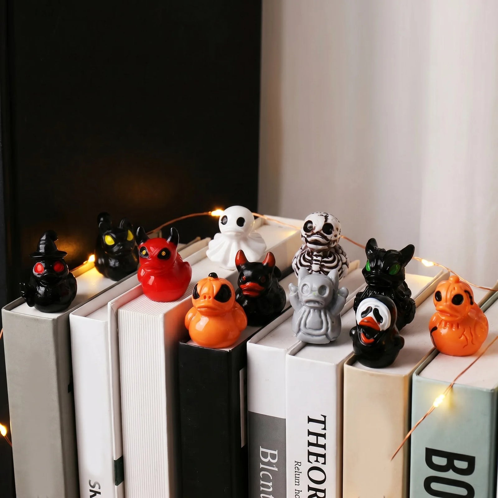 48Pcs Halloween Duck Figurines Mini Ghost Resin Ornaments for Fairy Garden