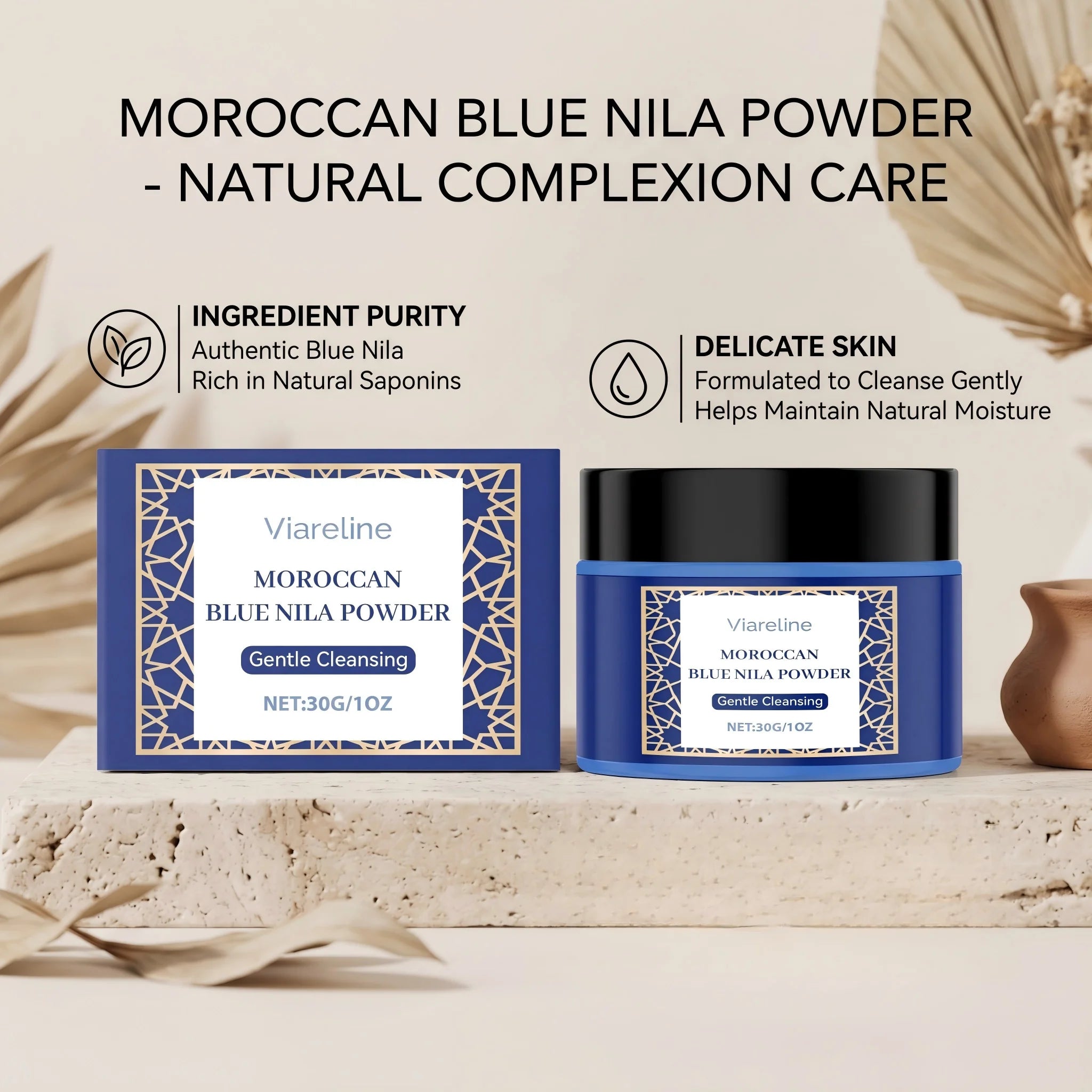 Moroccan Blue Nila Powder Exfoliating Face Mask Brightening Treatment - 2