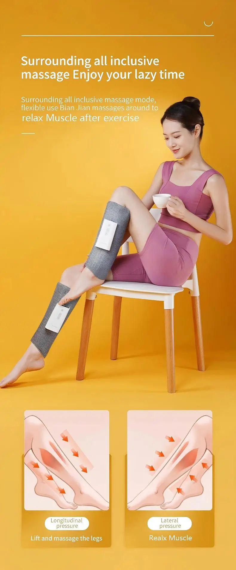 Cordless Airbag Leg Massager Rechargeable Calf Thigh Relaxation Machine