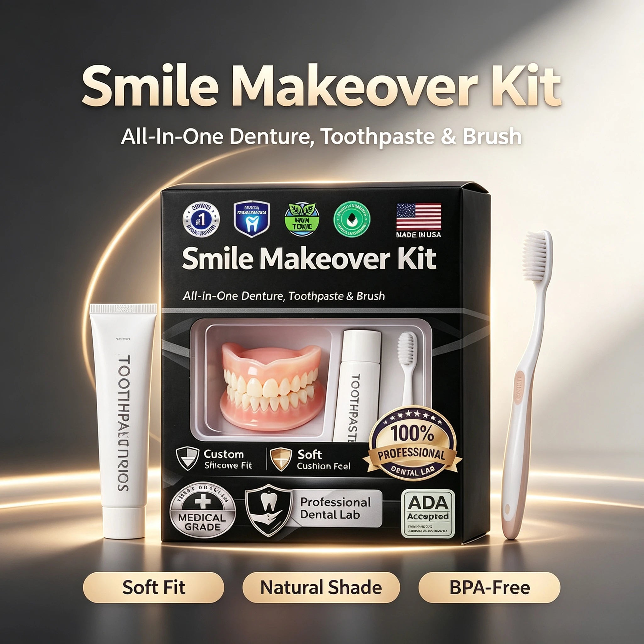 Moldable Silicone Denture Set Temporary Instant Smile Teeth Upper Lower - 5
