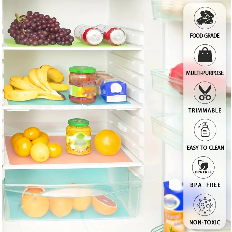 4 Pack Refrigerator Shelf Liners Washable Waterproof Fridge Mats