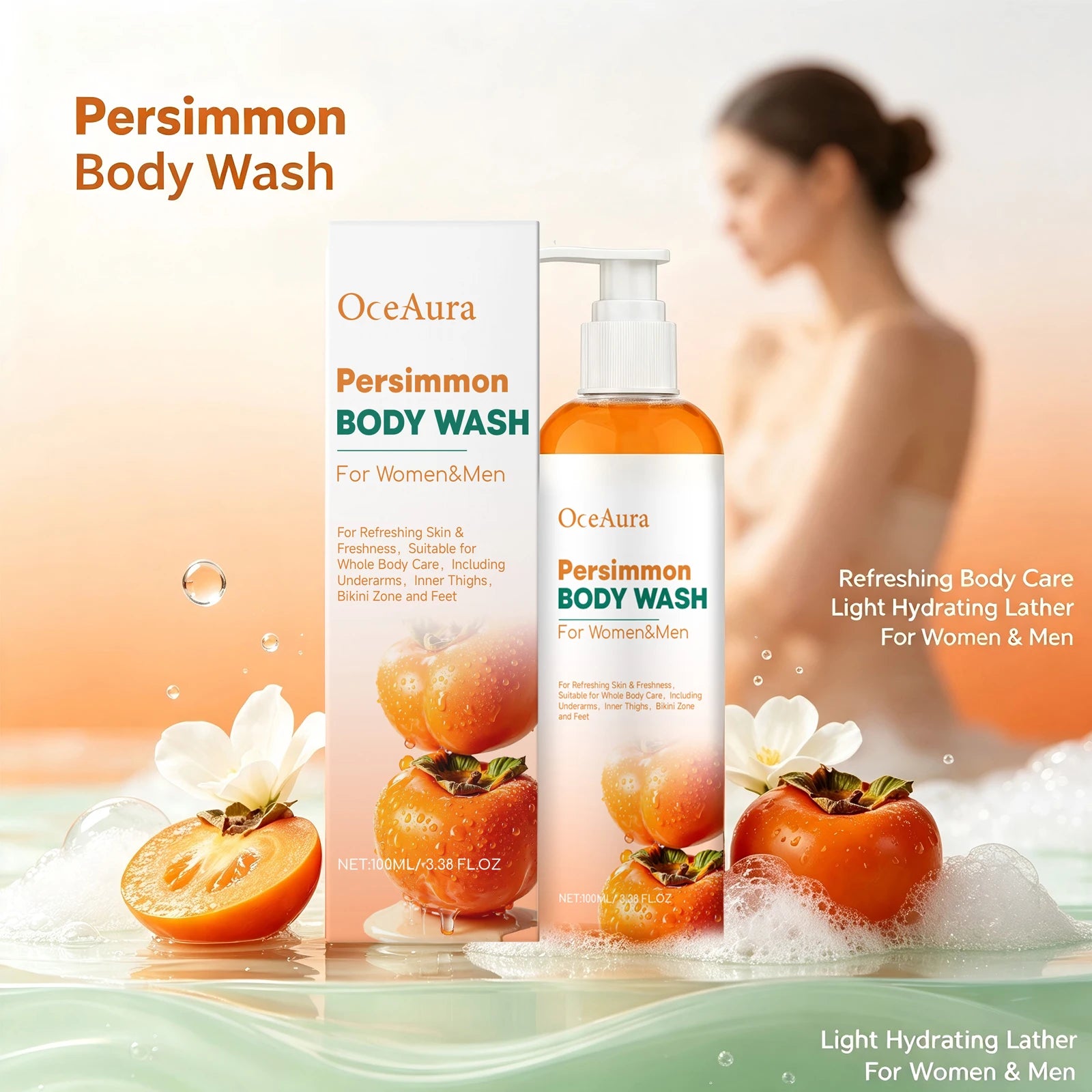 Persimmon Body Wash Sweat Odor Eliminating Natural Deodorizing Shower Gel - 2