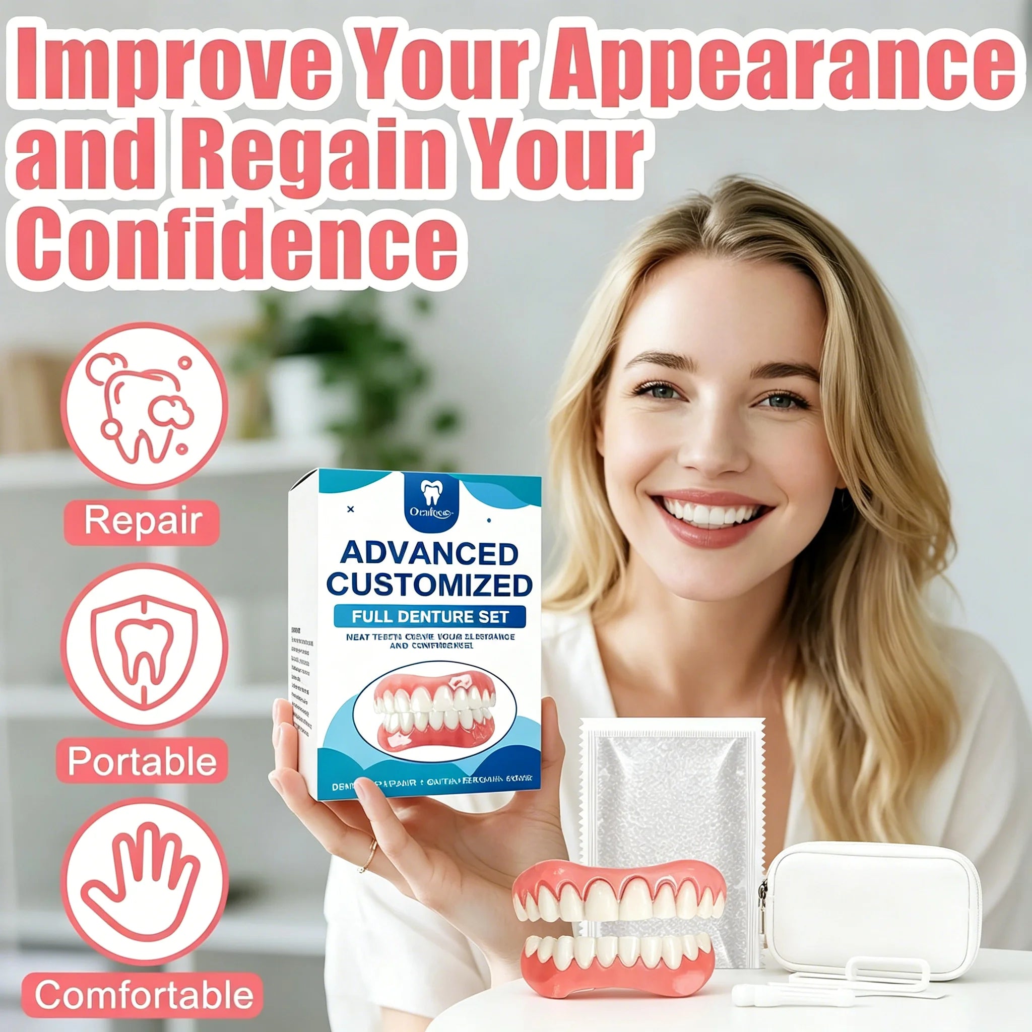 Realistic Full Denture Set Temporary False Teeth Veneers - 9