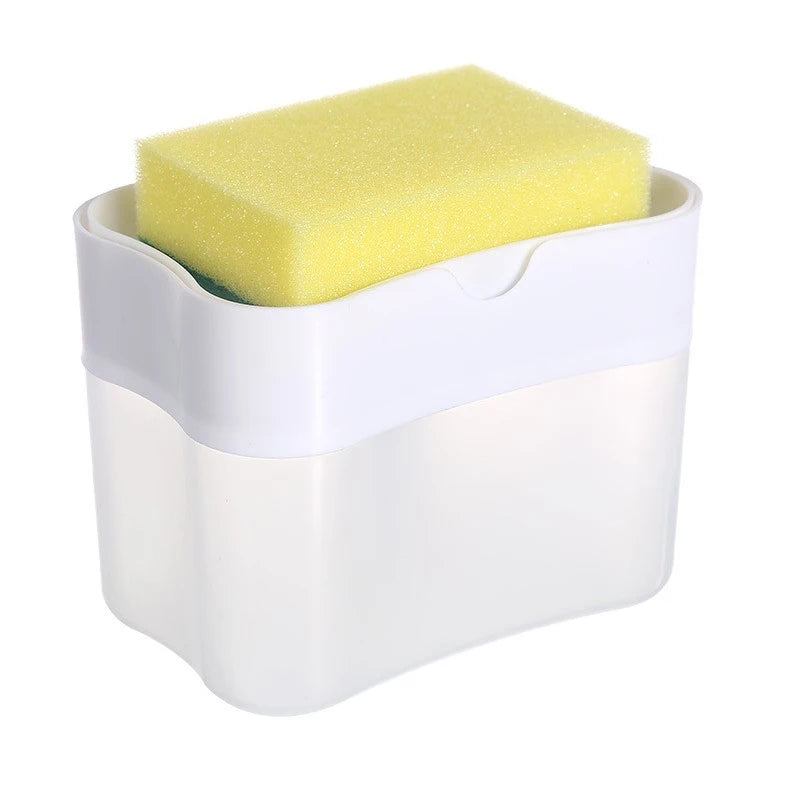 Soap Dispenser with Sponge Holder Manual Press Kitchen Dishwashing Pump