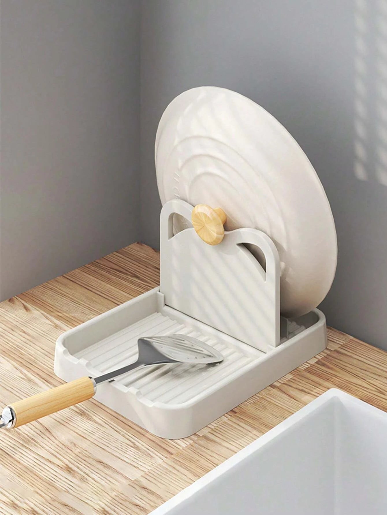 Foldable Pot Lid Holder and Kitchen Spatula Spoon Rest Storage Rack