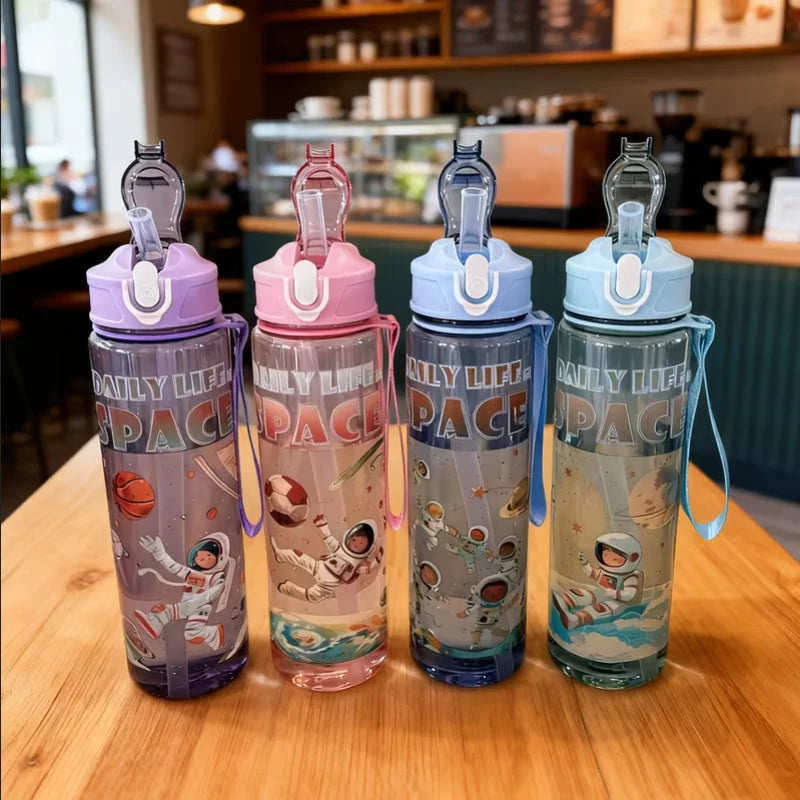 750ML Astronaut Water Bottle Sport Straw Cup with Bouncy Lid
