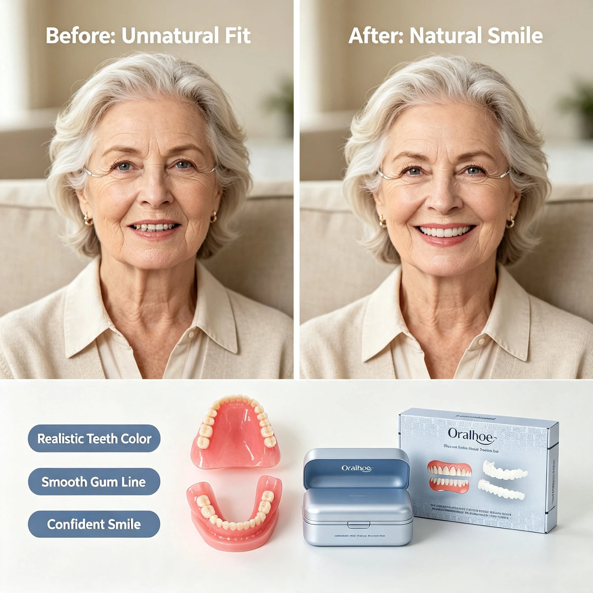Adjustable Silicone False Teeth Kit Natural Smile Veneers