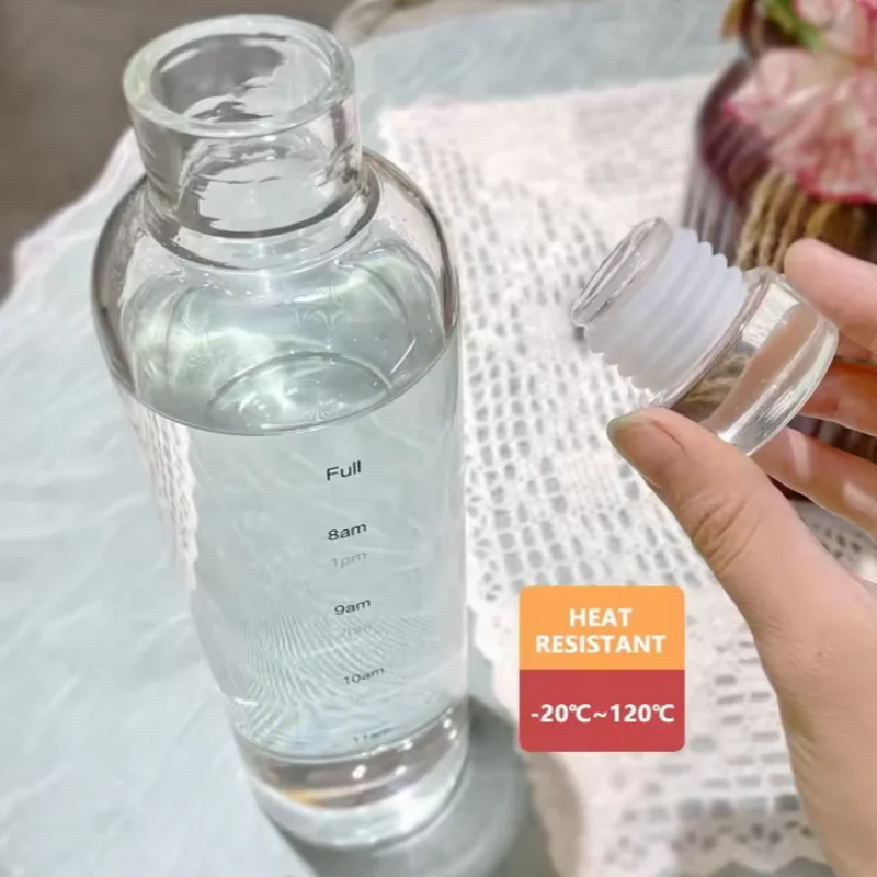 Clear Sports Water Bottle with Time Marker Leak Proof Gym Drinking Cup