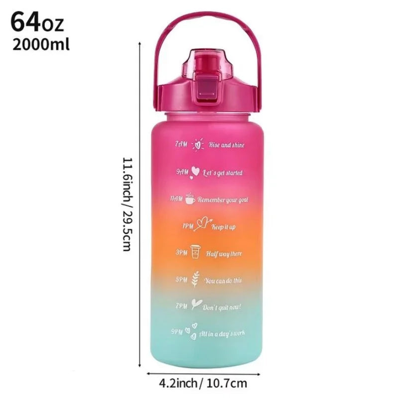 2L Motivational Water Bottle with Straw Leakproof Gym Sports Jug - 10