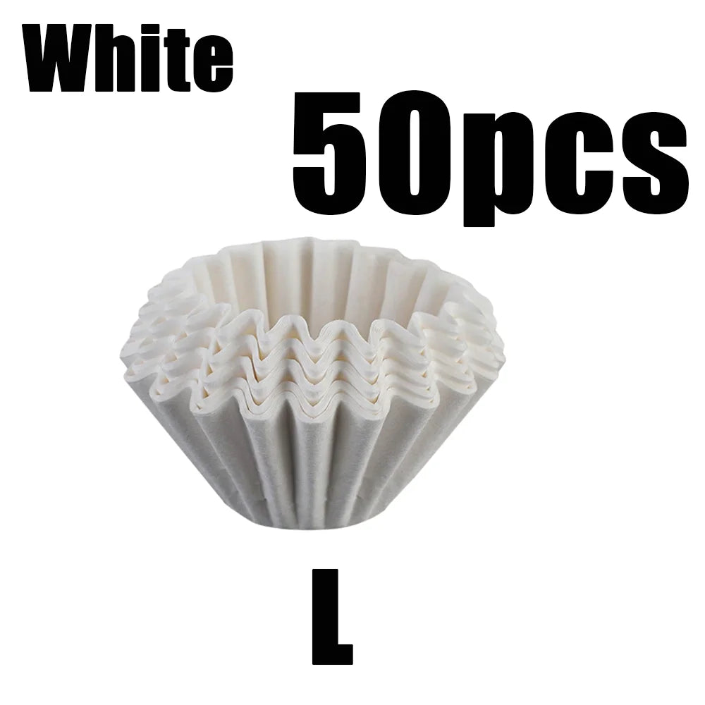 50/100pcs Coffee Filter Paper Bowl Shape Drip Basket for Pour Over Brew