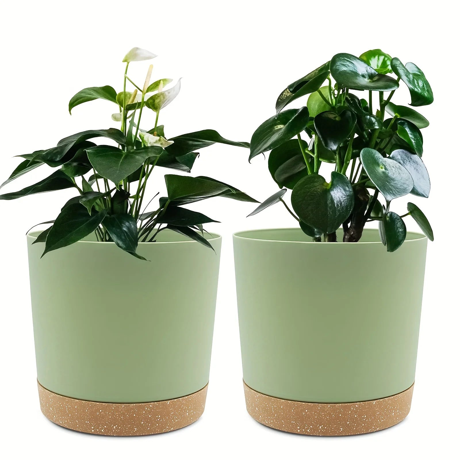 2pc 6.5 Inch Self Watering Flower Pot Detachable Round Plant Container