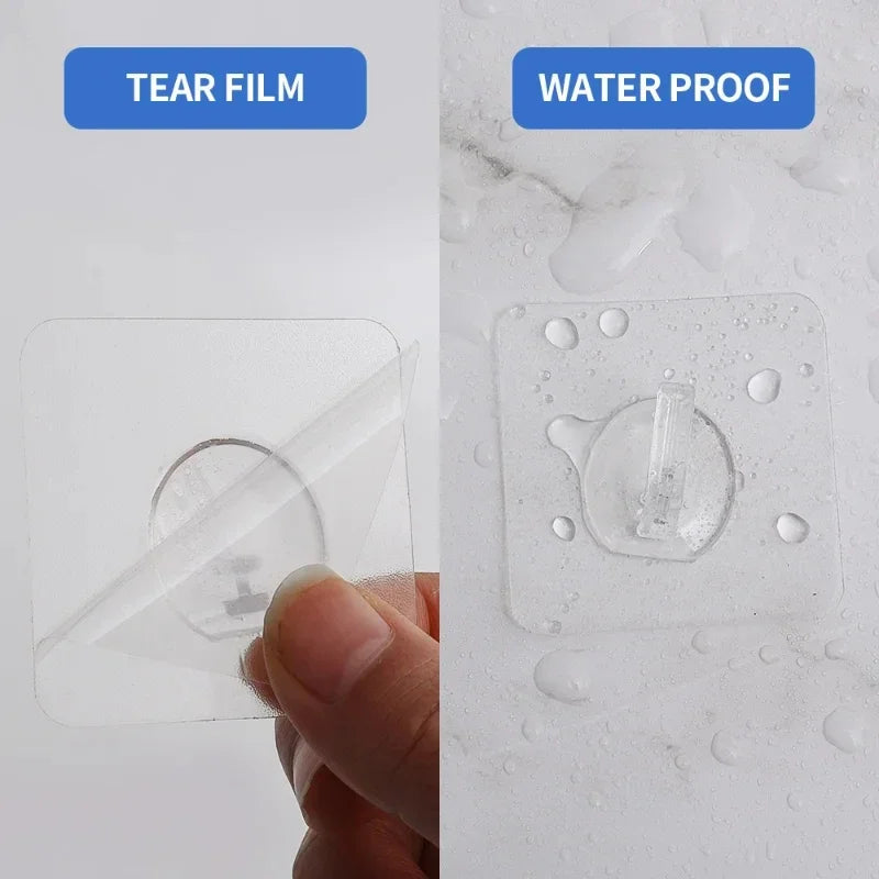 Adhesive Wall Hooks Heavy Duty Clear Non Marking Hangers Set - 2