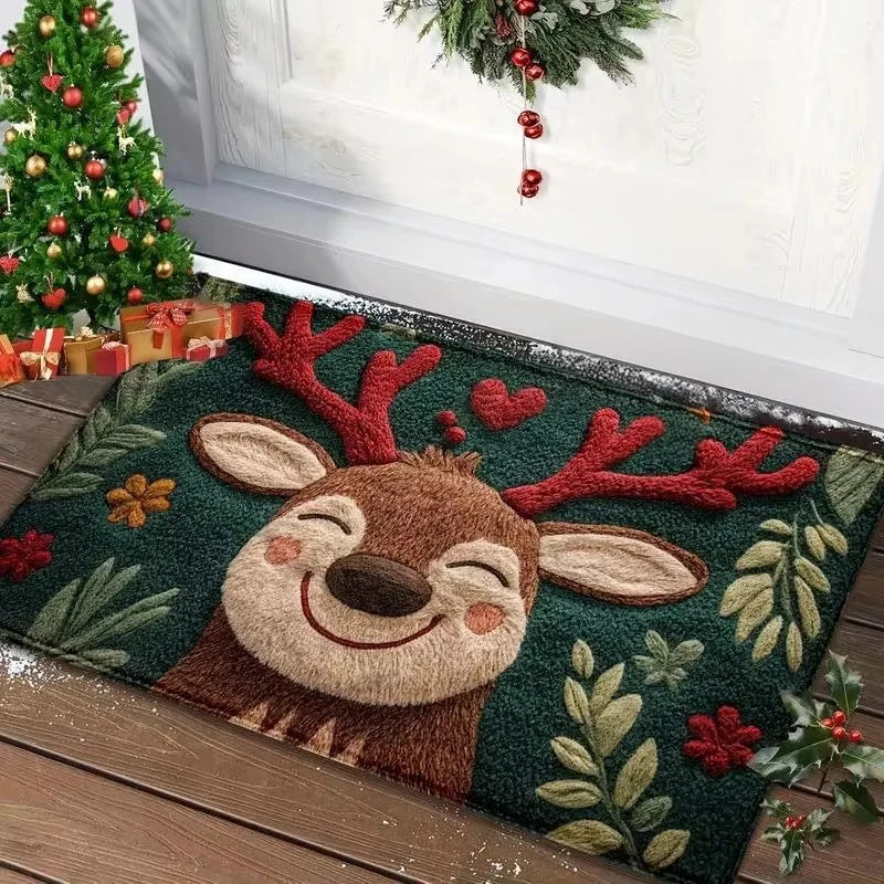 Christmas Door Mat Holiday Welcome Rug Non-Slip Festive Floor Decor