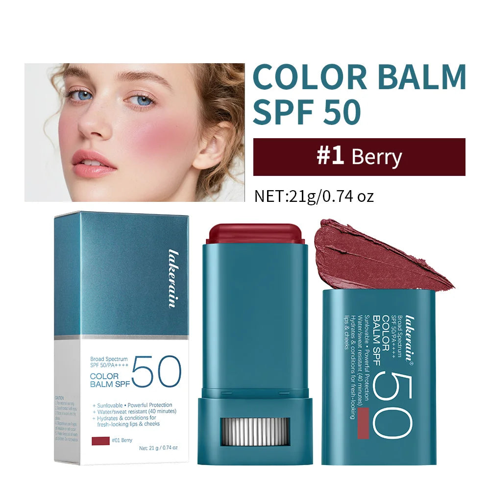SPF 50 Blush Balm Stick Hydrating Sunscreen Makeup - 24