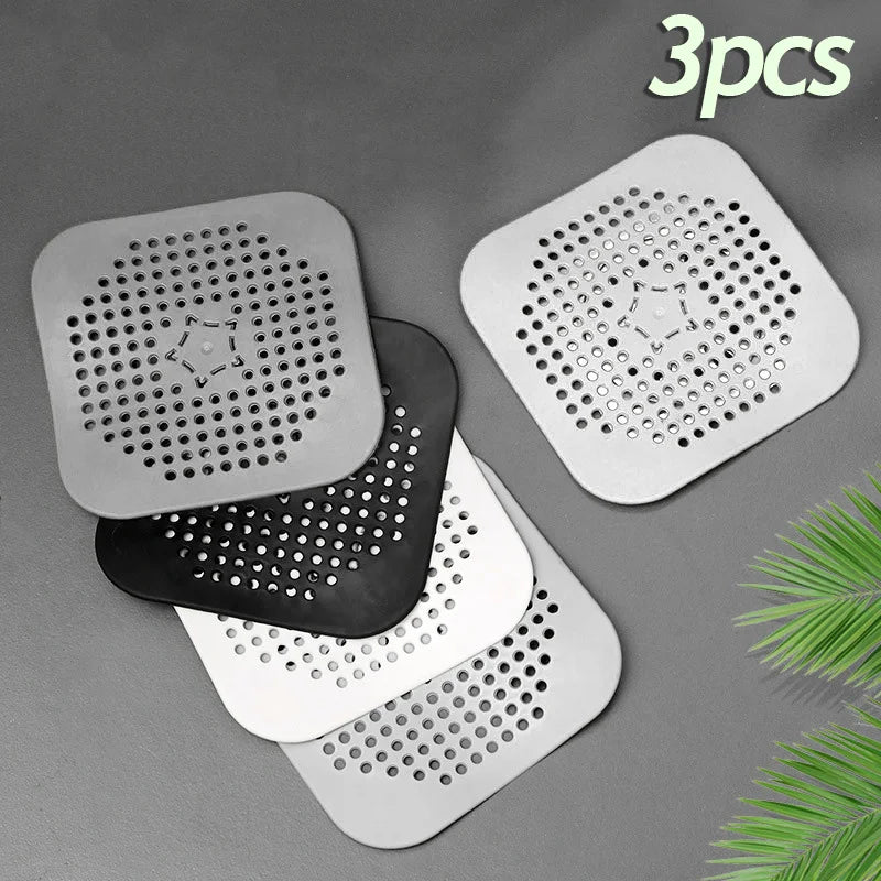 3 Pack Silicone Drain Hair Catcher Sink Strainer and Shower Plug Set - 1