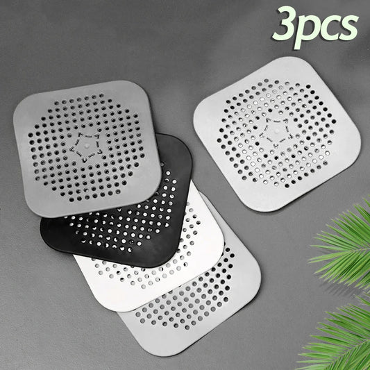 3 Pack Silicone Drain Hair Catcher Sink Strainer and Shower Plug Set