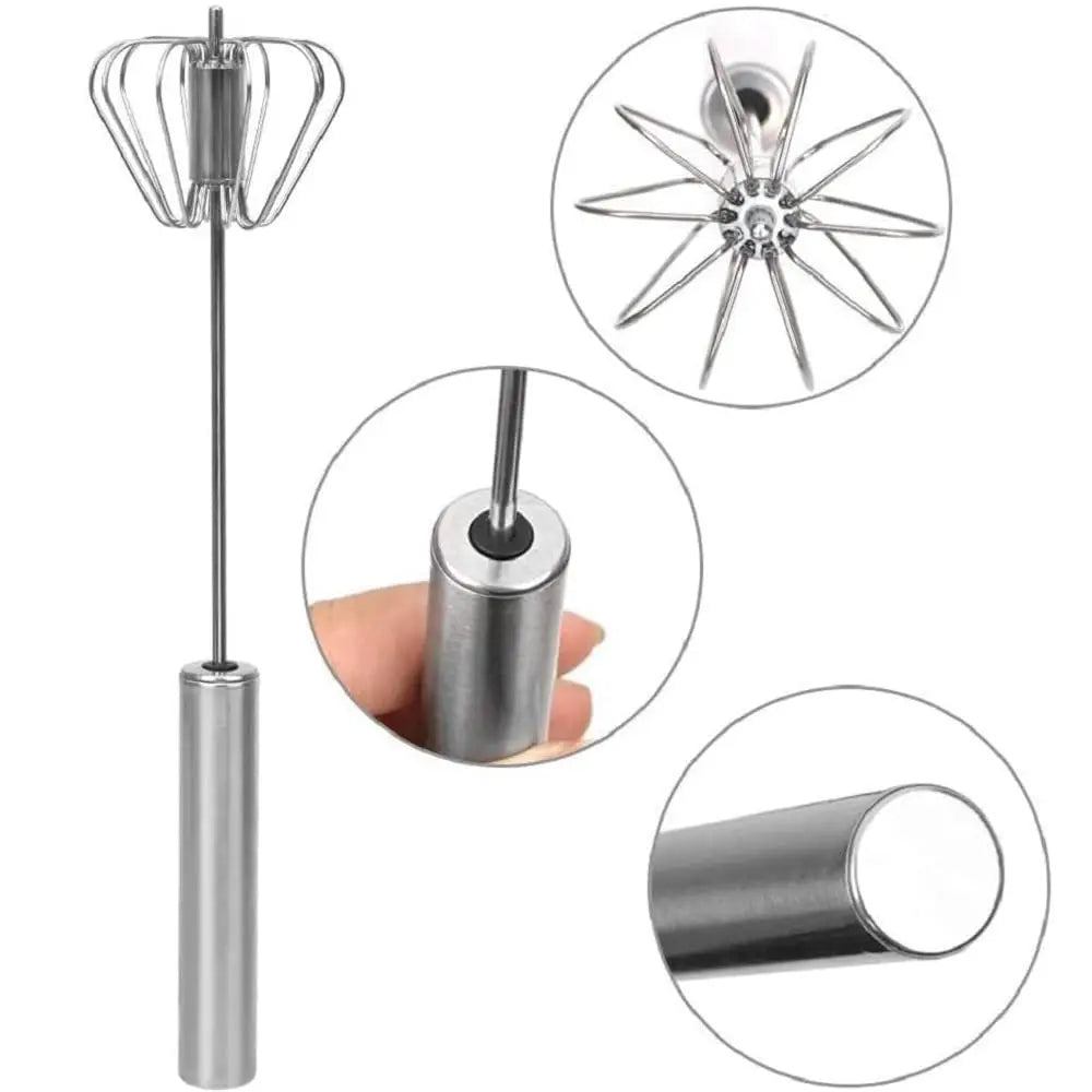 Stainless Steel Semi Automatic Egg Beater Kitchen Hand Whisk Mixer - 17