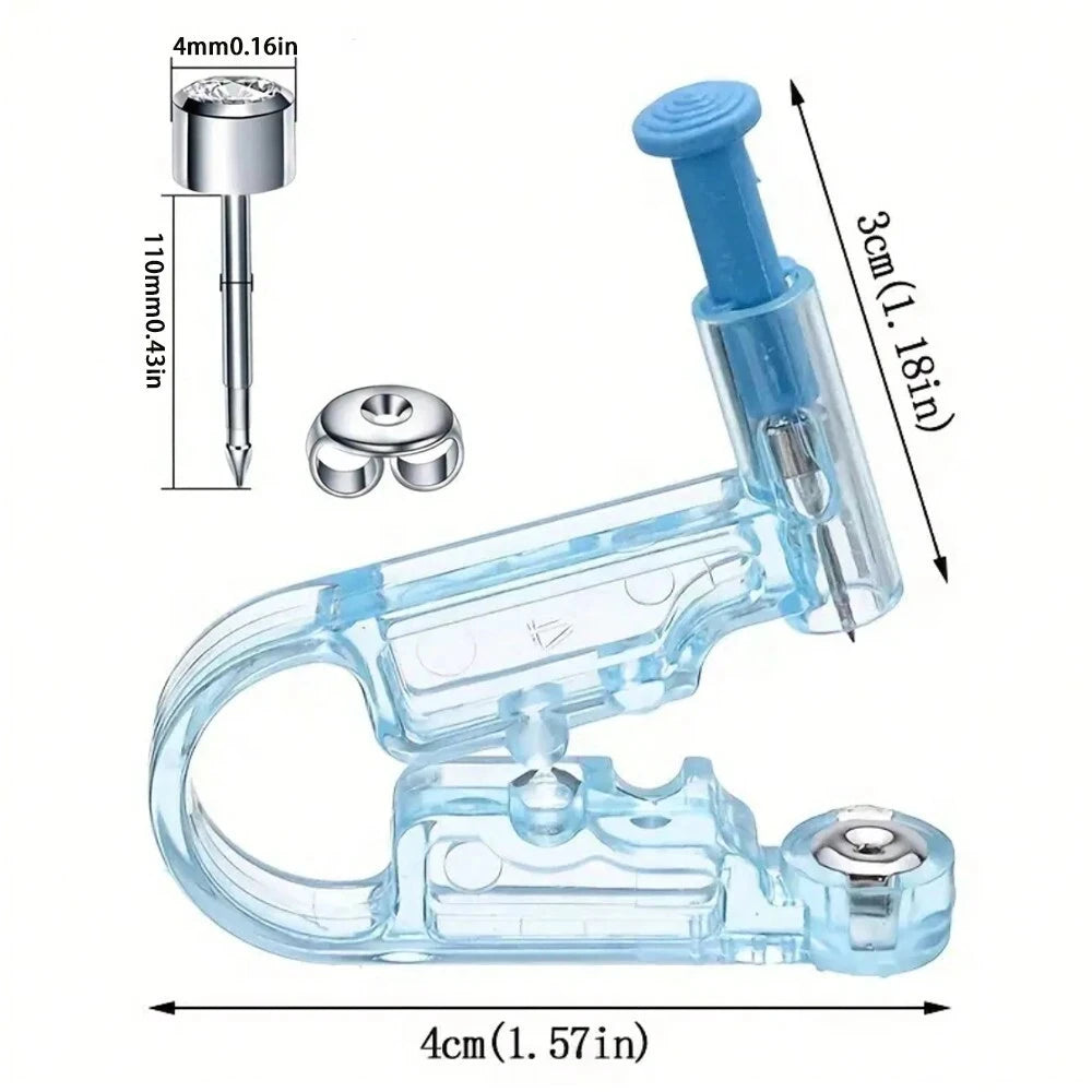 Disposable Ear Piercing Gun Kit Sterile Safety Studs Piercer Tool Set - 6