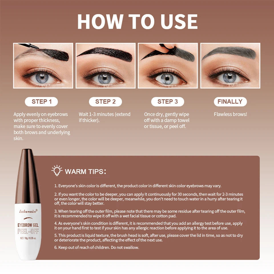 Lakerain Peel Off Eyebrow Gel Waterproof Brow Tint Cream - 16