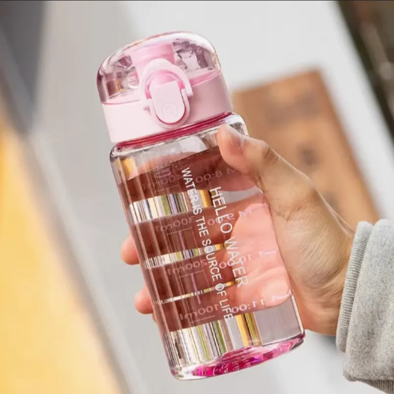 550ml Leak Proof Sports Water Bottle with Time Marker and Straw - 9