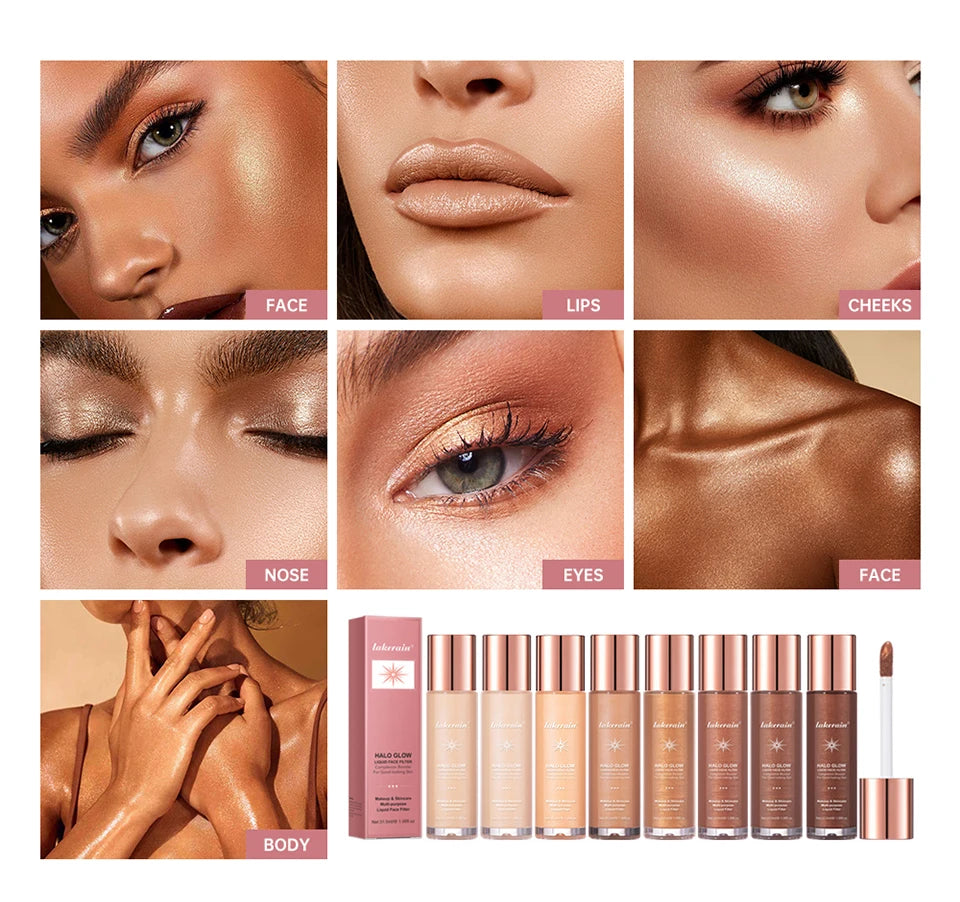 Halo Glow Liquid Face Filter Highlighter & Dewy Skin Bronzer Serum - 14