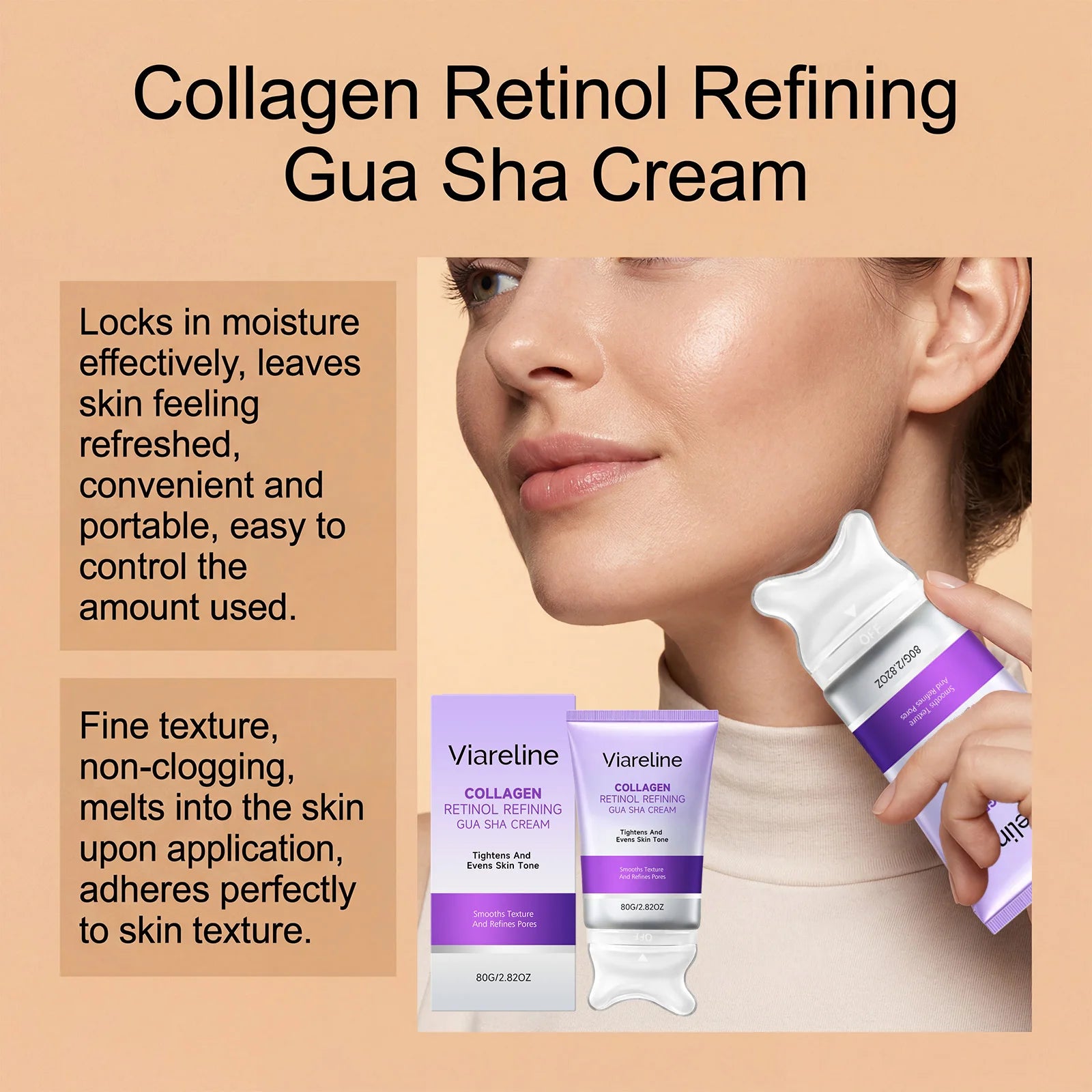 Collagen Retinol Gua Sha Cream Face Tightening Lifting Skincare - 9