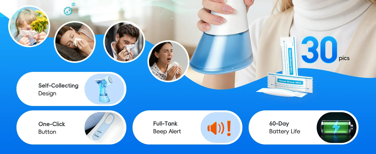 Electric Sinus Rinse Machine Nasal Irrigator Nose Cleaner - 9
