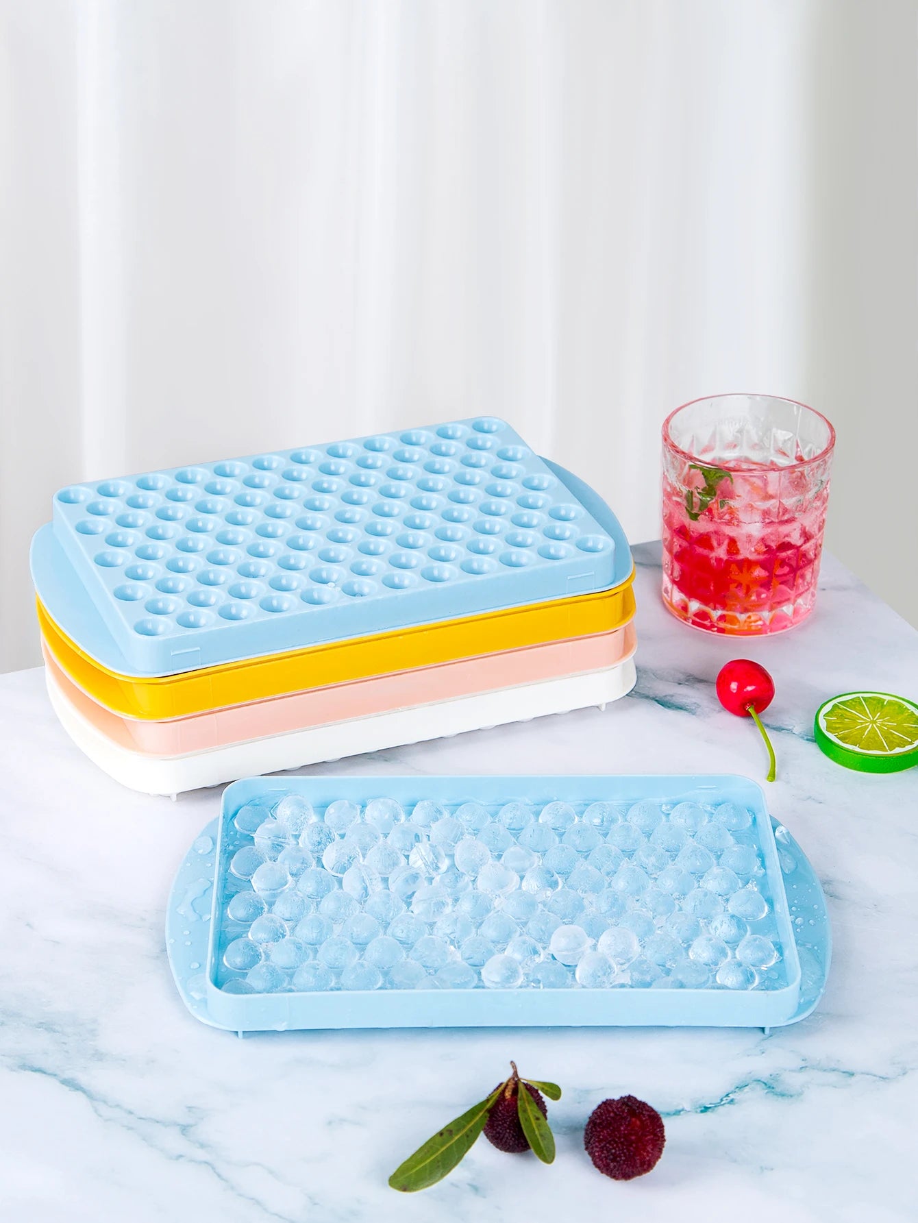 104 Cube Silicone Ice Tray Maker Stackable Sphere Ice Mold with Cover - 1