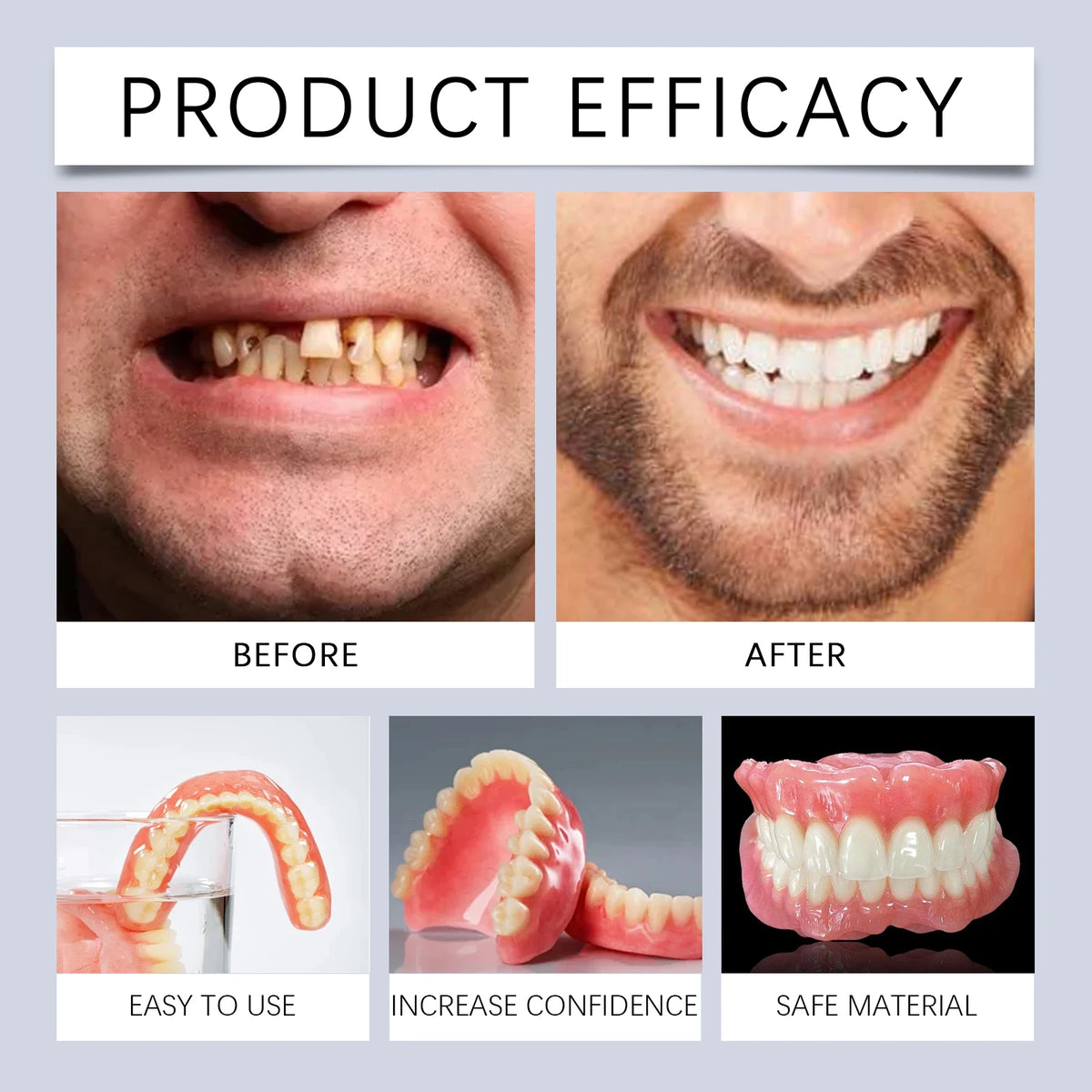 Soft Silicone Denture Reline Kit Temporary Dental Repair