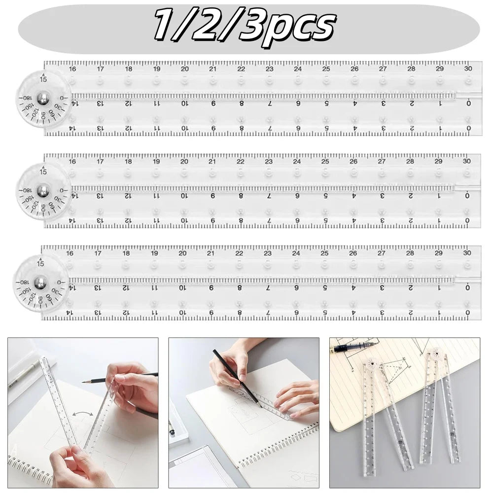 Folding Protractor Ruler Transparent Angle Measuring Tool for Students - 1