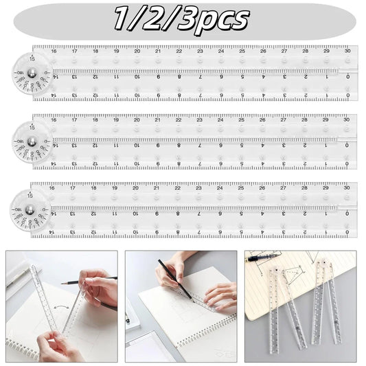 Folding Protractor Ruler Transparent Angle Measuring Tool for Students