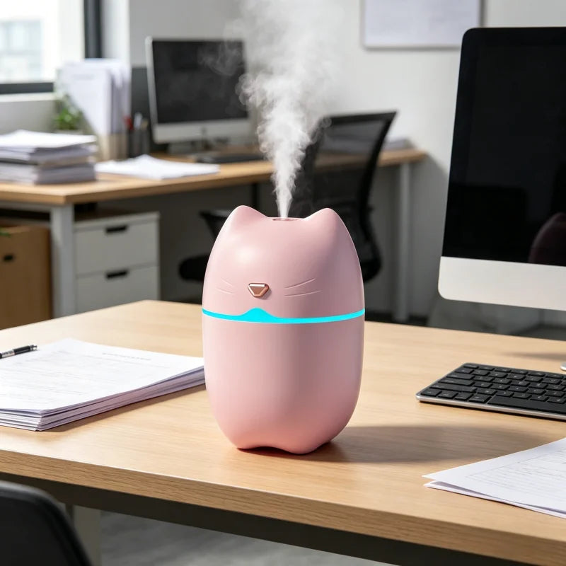 Portable Mini USB Humidifier Desktop Cool Mist Air Purifier with Light - 5