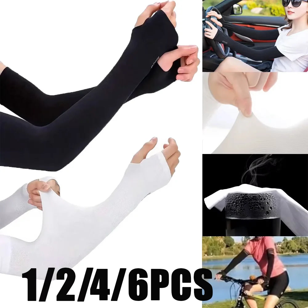 UV Protection Arm Sleeves Cooling Sunblock Covers for Sports Cycling - 1
