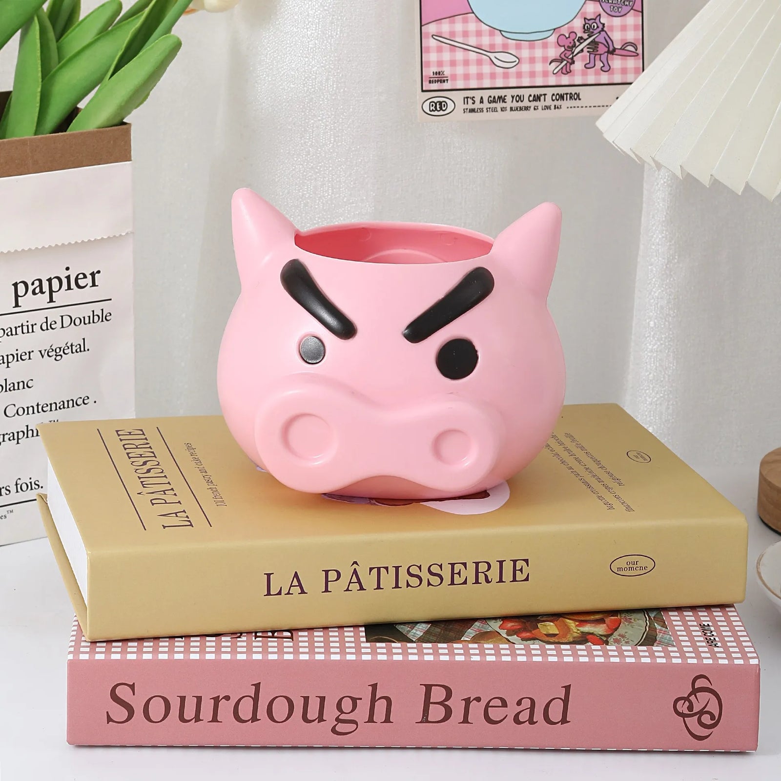 Cartoon Pig Desk Organizer Makeup Brush Holder and Pen Cup