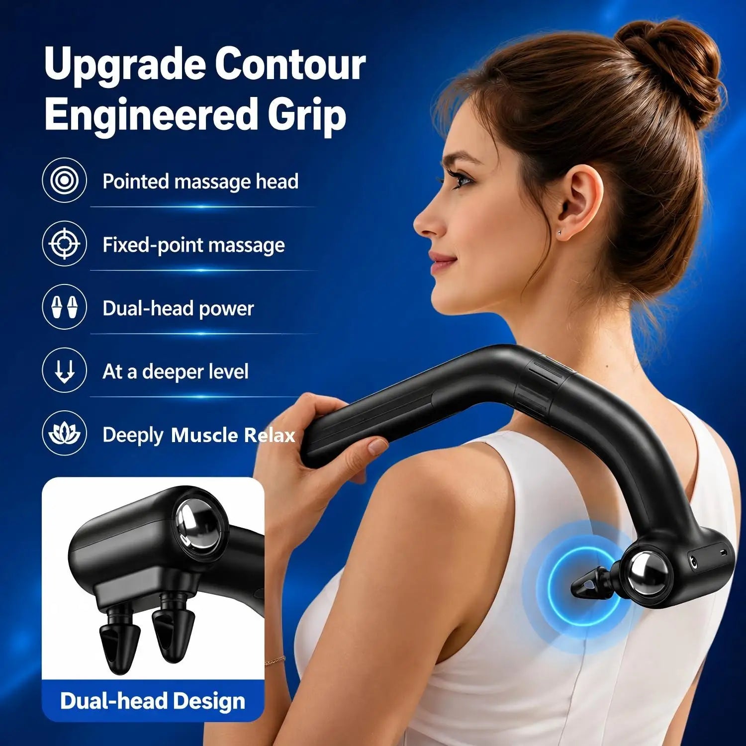 Dual Head Massage Gun Deep Tissue Muscle Percussion Massager - 2