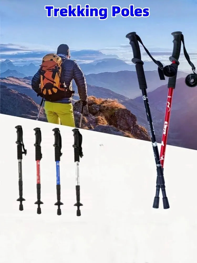 Ultralight Foldable Hiking Trekking Pole Adjustable Mountaineering Stick