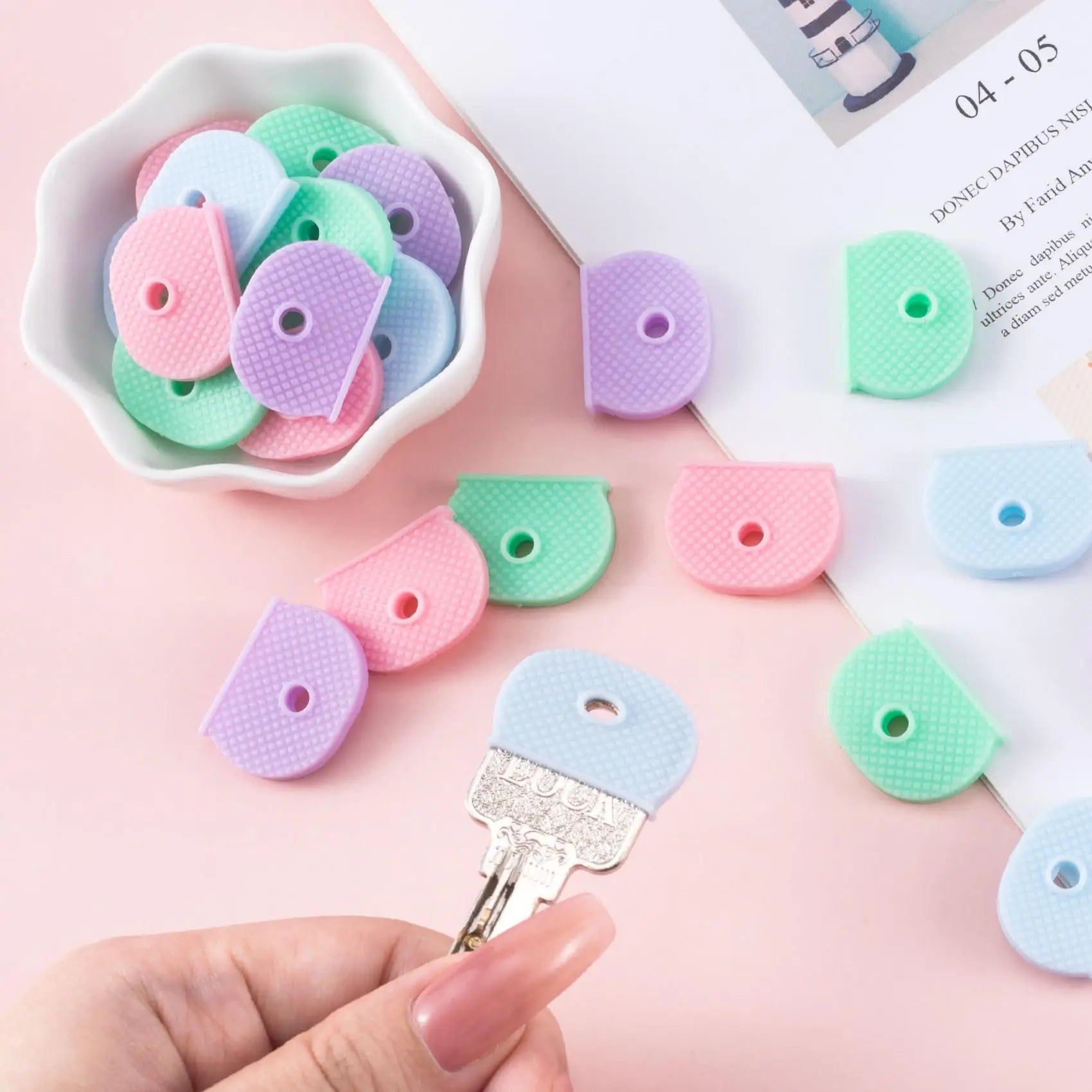 Silicone Key Covers Protective Cap Set for Keyring Identification - 2
