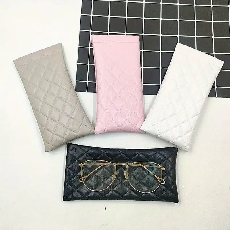 Quilted PU Leather Glasses Case Waterproof Portable Sunglasses Pouch - 10