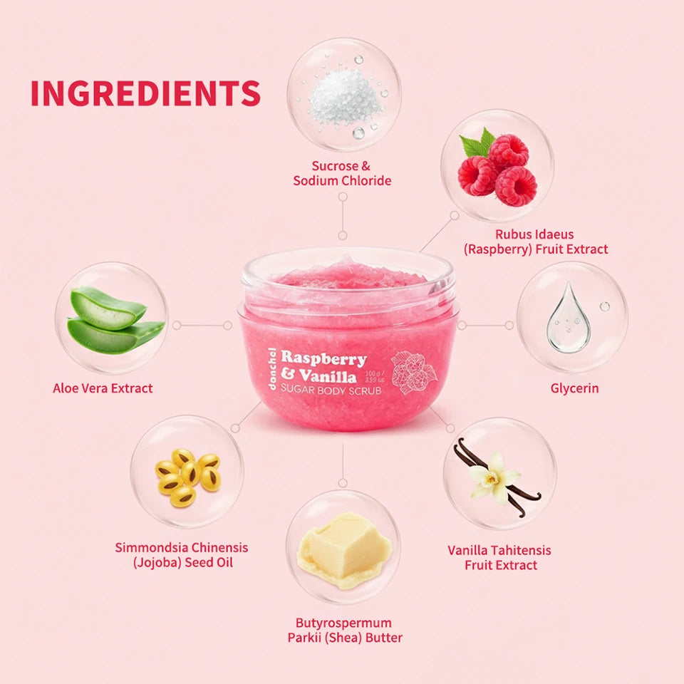 Raspberry Vanilla Sugar Body Scrub Exfoliating Skin Care