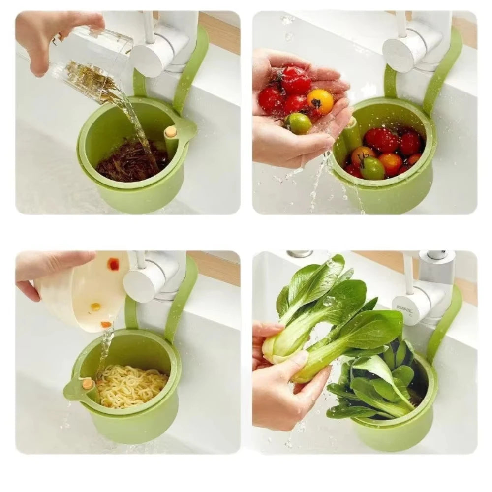 Kitchen Sink Hanging Strainer Basket Food Waste Catcher Filter Rack - 5