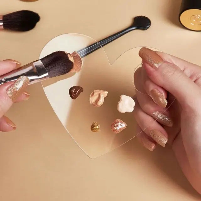 Acrylic Makeup Palette and Spatula Set for Foundation Blending - 12