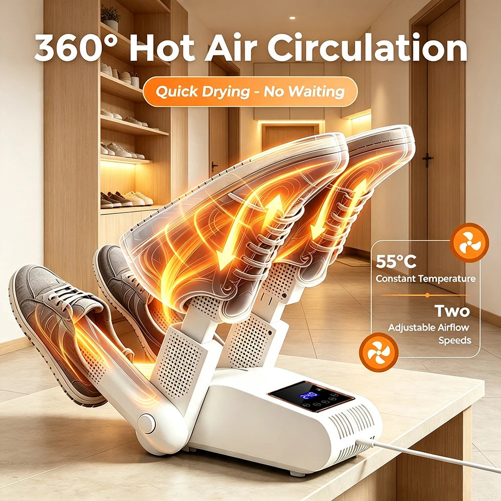 Dual V Portable Electric Shoe Dryer Boot Heater with Smart LED Timer - 2