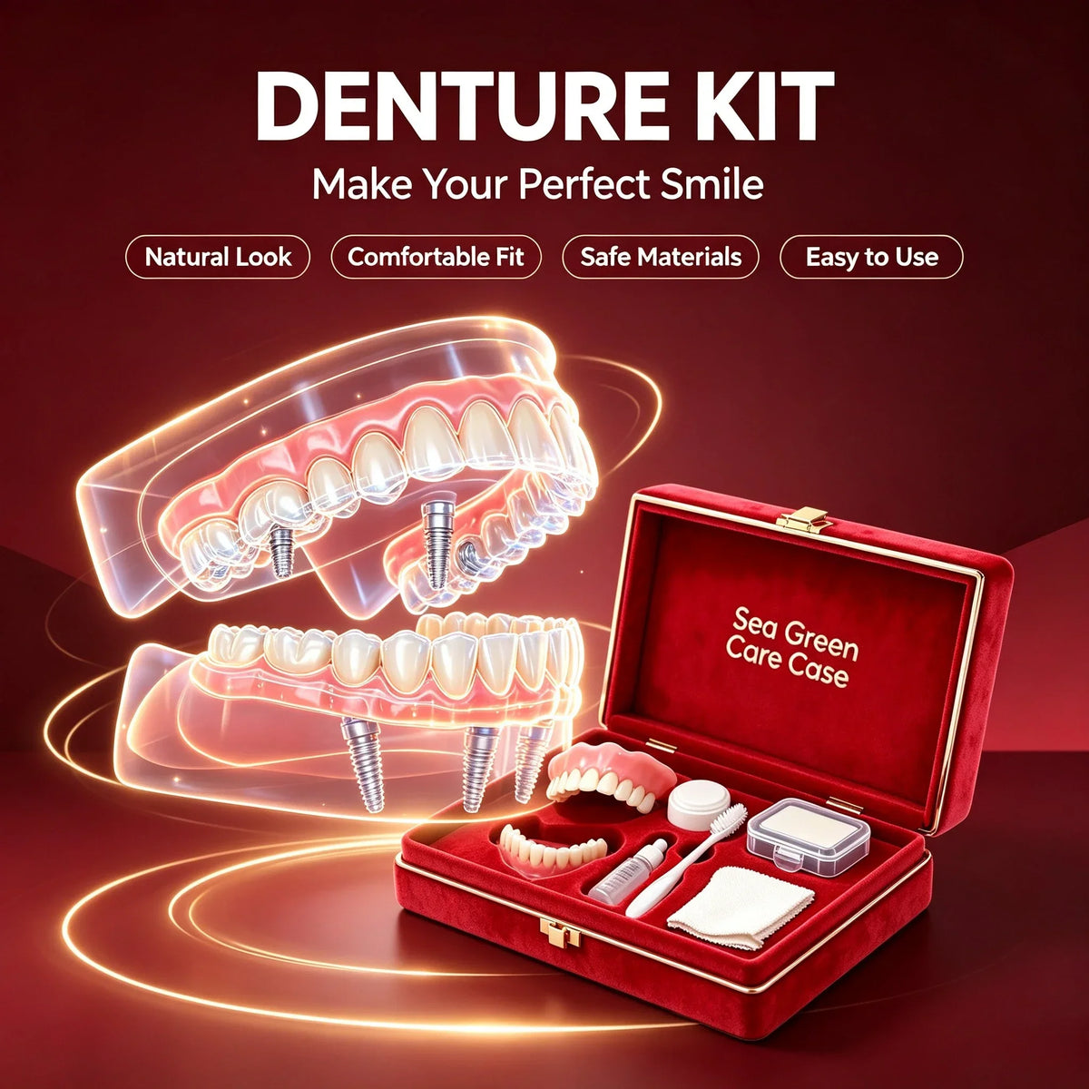 Silicone Dentures Full Mouth False Teeth Set
